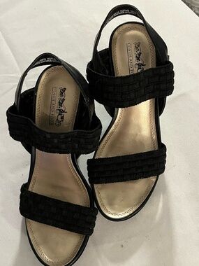 Coach and Four Votive black wedge sandals Size 6.5